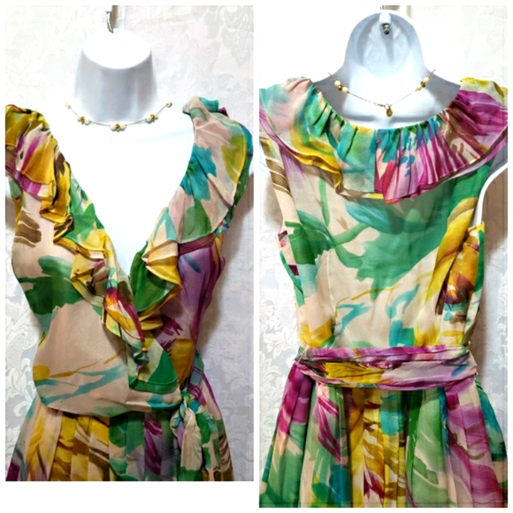 Jones New York Dress floral, 100% Silk - Picture 3 of 16